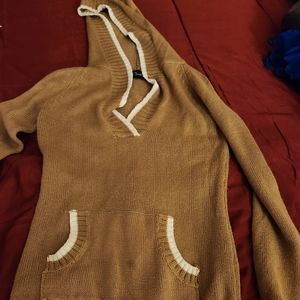 A brown and cream Chesley hooded sweater, size small